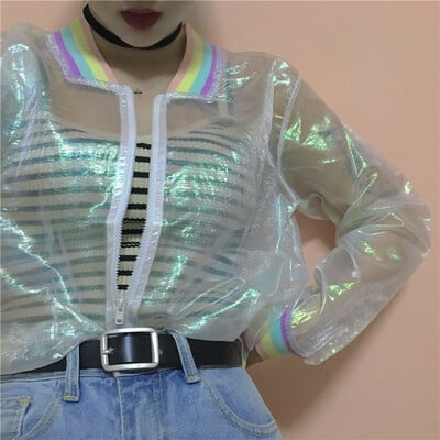 Harajuku organza hologram transparent coat sunscreen