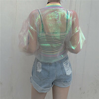harajuku organza hologram transparent coat Sunscreen - Thumbnail 2