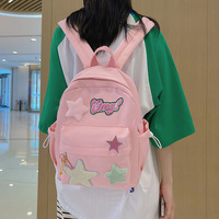 New fashion large-capacity five-pointed star pink iridescent macaron backpack - Thumbnail 1