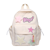 New fashion large-capacity five-pointed star pink iridescent macaron backpack - Thumbnail 6