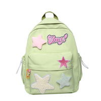 New fashion large-capacity five-pointed star pink iridescent macaron backpack - Thumbnail 8