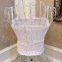 Sweetheart Princess Rose Floral Print White Pink Bow Vintage Coquette Tank Top Strap Camisole - Thumbnail 4