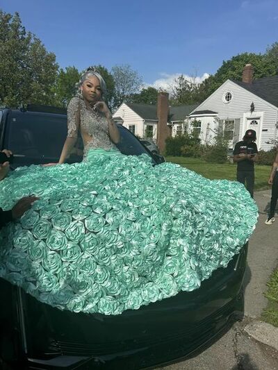 Blue Mermaid African Lace Prom Dress Black Grils Evening Dress