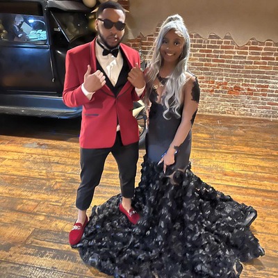 Black mermaid sheer long sleeve lace  african prom dress black girl evening dress - Thumbnail 4