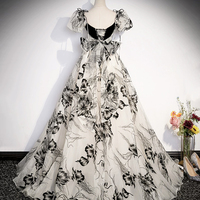 Beautiful Black Print A-Line Princess dresses with Bow  - Thumbnail 3