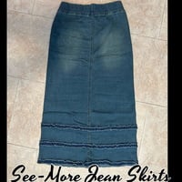 TAYLOR RUFFLE VINTAGE WASH LONG DENIM SKIRT - Thumbnail 3
