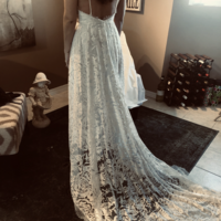 Spaghetti Straps Slit Side Wedding Dresses Bridal Gown - Thumbnail 2