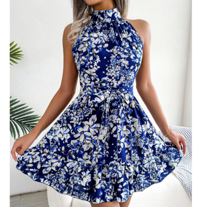 Women'S Temperament Ruffled Floral Dress