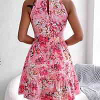 Women'S Temperament Ruffled Floral Dress - Thumbnail 3