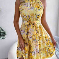 Women'S Temperament Ruffled Floral Dress - Thumbnail 2