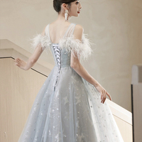 Cute Tulle Lace Long Prom Dresses, A-Line Evening Dresses - Thumbnail 3