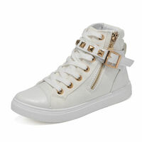 Solid Color Rivet High Canvas Shoes Casual Shoes - Thumbnail 4