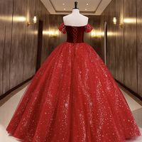 Burgundy Velvet Tulle Long Formal Dresses, Burgundy Off Shoulder Evening Dresses - Thumbnail 3