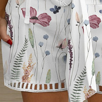 Temperament Elegant Loose Fitting Floral Shorts - Thumbnail 2