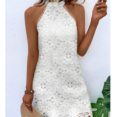 Women sexy white sleeveless dress