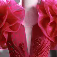 Hot Pink V-Neck Tulle Long Prom Dresses, Beautiful Sweet 16 Dresses - Thumbnail 2