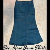 AUBREY VINTAGE WASH LONG DENIM SKIRT - Thumbnail 2