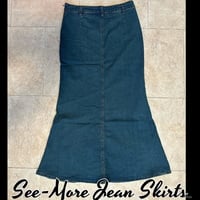 AUBREY VINTAGE WASH LONG DENIM SKIRT - Thumbnail 3