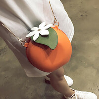 New Personality Creative Versatile Shoulder Messenger Chain Orange Small Round Bag - Thumbnail 1