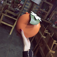 New Personality Creative Versatile Shoulder Messenger Chain Orange Small Round Bag - Thumbnail 2