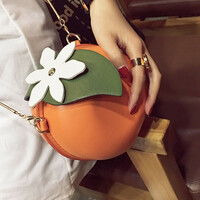 New Personality Creative Versatile Shoulder Messenger Chain Orange Small Round Bag - Thumbnail 3