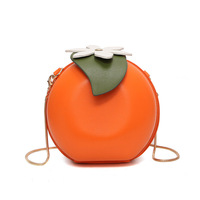 New Personality Creative Versatile Shoulder Messenger Chain Orange Small Round Bag - Thumbnail 4