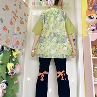 Retro fun cartoon bunny short sleeve blouses - Thumbnail 3
