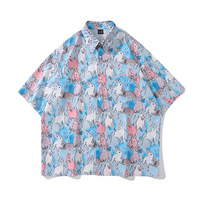 Retro fun cartoon bunny short sleeve blouses - Thumbnail 9