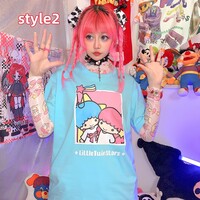 Harajuku sweet cartoon print T-shirt - Thumbnail 1