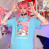 Harajuku sweet cartoon print T-shirt - Thumbnail 4