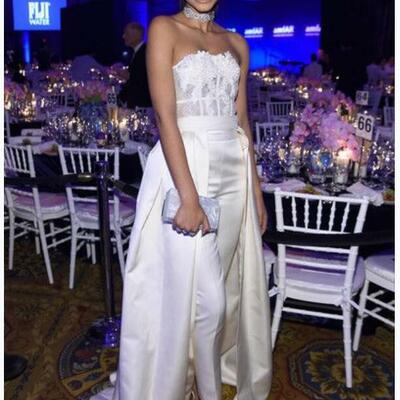 Elegant sheath lace sleeveless wedding jumpsuit bridal jumpsuit