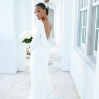 Elegant Scoop Long Sleeve Wedding Dress Bridal Dress - Thumbnail 1