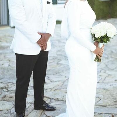 Elegant scoop long sleeve wedding dress bridal dress