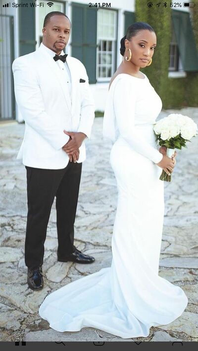 Elegant Scoop Long Sleeve Wedding Dress Bridal Dress