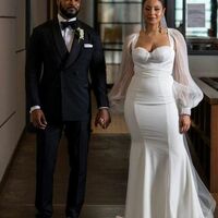 Elegant Sheath Long Sleeve Wedding Dress Bridal Dress - Thumbnail 1