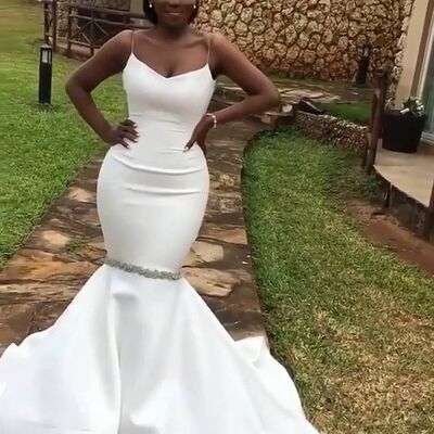 Simple mermaid african wedding dress bridal dress