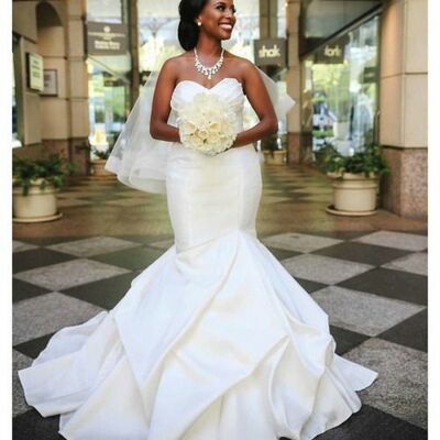 Simple mermaid african wedding dress bridal dress