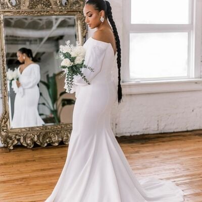 Simple off the shoulder chiffon  african wedding dress bridal dress