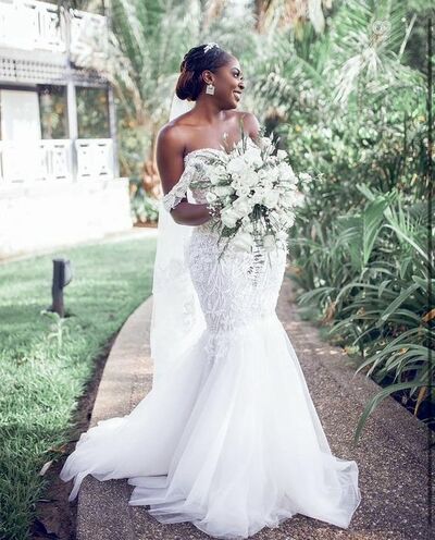 Simple Mermaid Lace African Wedding Dress Bridal Dress
