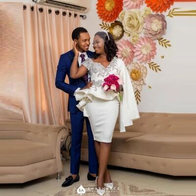 Charming Bridal Short Wedding Dresses Cap Sleeves One Shoulder Crystals Knee Length Wedding Gowns