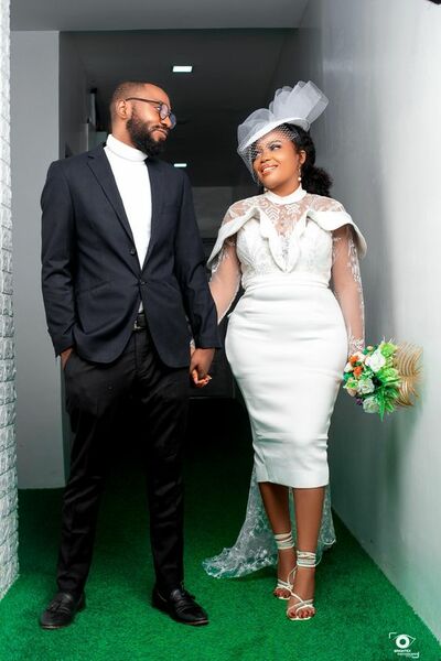 Simple Short Lace Long Sleeve African Wedding Dress Bridal Dress