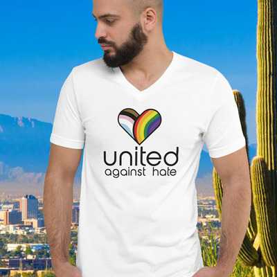 Phoenix pride 2023 white unisex v-neck t-shirt