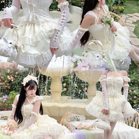 Sweet Fragrance French Balletcore Girl White Pink Coquette Elegant Dress - Thumbnail 1