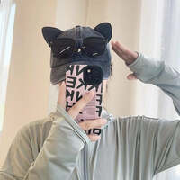 Lovely Cat Ear Denim Hat With Sunglasses - Thumbnail 4