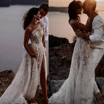 Single length wedding dresses bridal gown with sleeves - Thumbnail 2