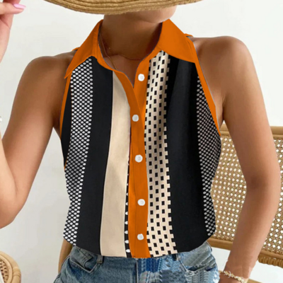 Fashion sexy printed sleeveless shirt top