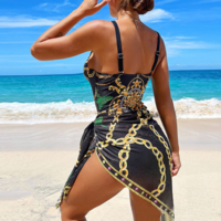 Sexy Printed Bikini Two-Piece One-Piece Swimsuit - Thumbnail 2
