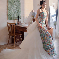 Beautiful Floral Sequins Long Prom Dress, Mermaid Evening Party Dress - Thumbnail 1