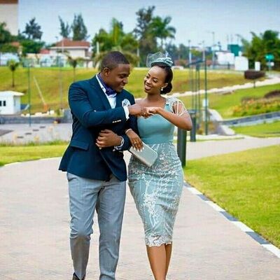 Blue sheath simple lace tea-length mother of the bride/groom dress