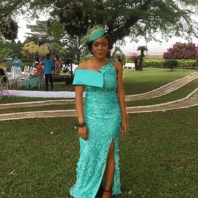 Green simple lace side slit mother of the bride/groom dress